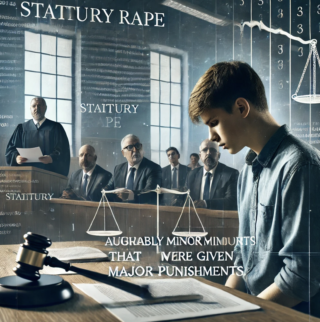 tense and somber atmosphere of the courtroom, highlighting the gravity of the legal proceedings and the impact on the individual involved in statutory rape allegations | Kenneth Padowitz, P.A.