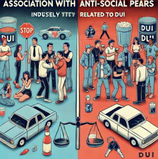 association with anti-social peers and its inverse relation to DUI